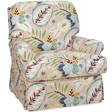 Transitional Claire Swivel Glider Chair with Skirt